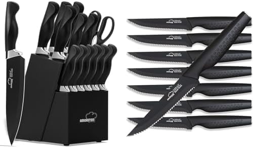 15-Piece Block Set and 8 Steak Knives for Kitchen
