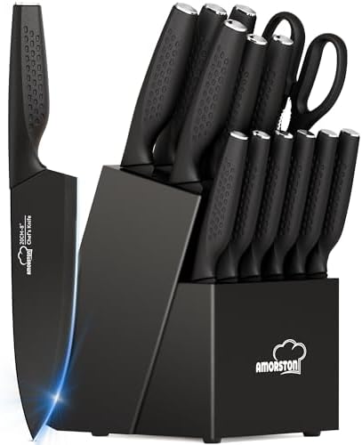 15-Piece Knife Set with Block, Elegant Black