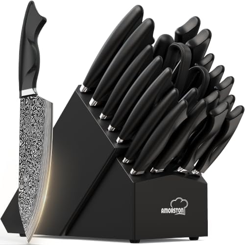 22-Piece Knife Block Set with Built-in Sharpener