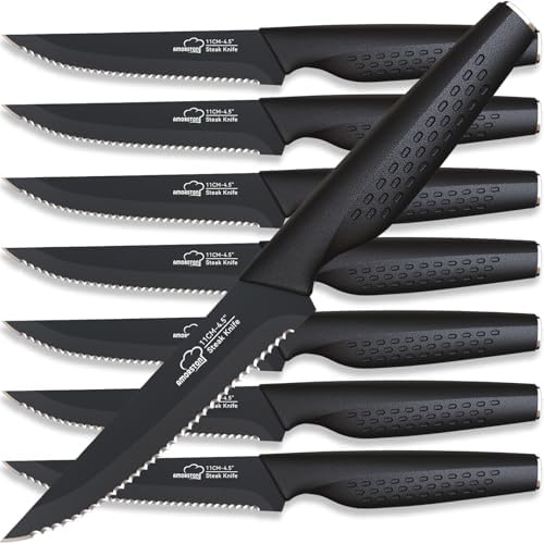 Steak Knives Set of 8, Black