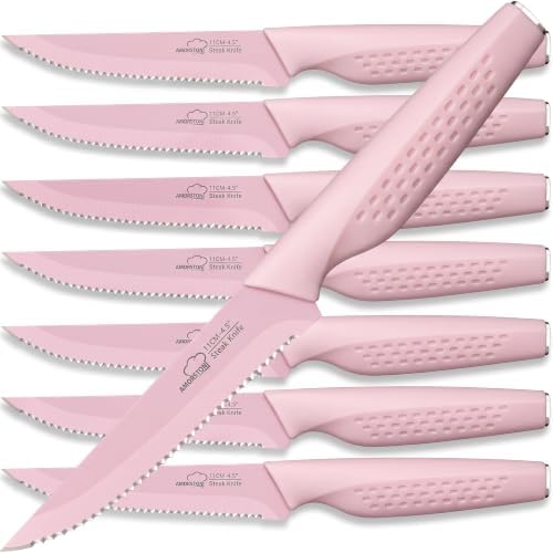 Steak Knives Set of 8, Pink